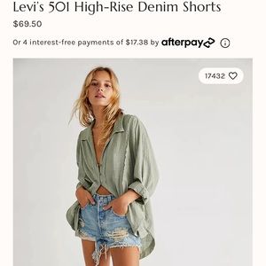 LEVI’S 501 high rise shorts